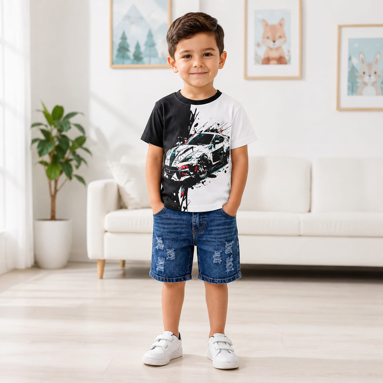 Baby & Kids 2pcs Printed T-shirt Set jeans pant (1 yrs-7yrs)
