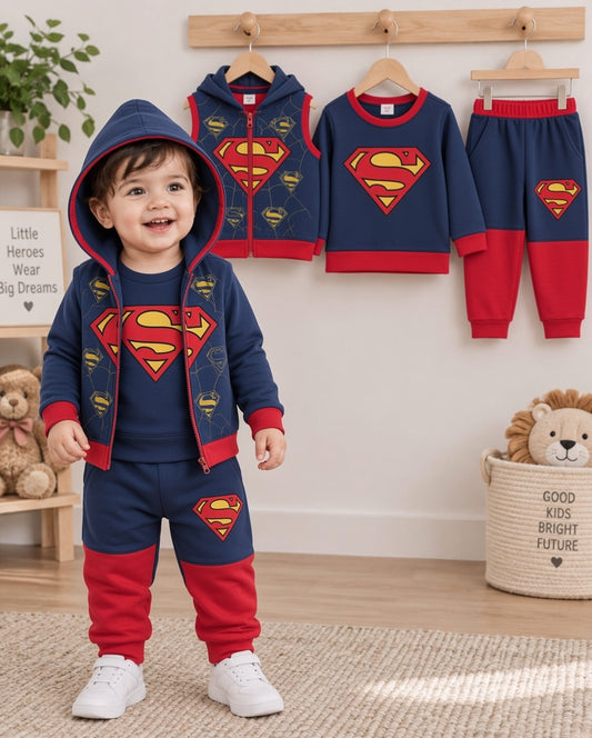 Supperman Hoody Set  (3 in 1) (1 yrs-12 yrs)