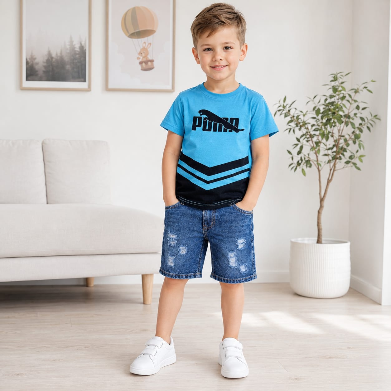 Baby & Kids 2pcs Printed T-shirt Set jeans pant (1 yrs-7yrs)
