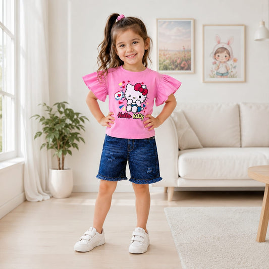 Baby & Kids 2pcs Printed T-shirt Set jeans pant (1 yrs-7yrs)